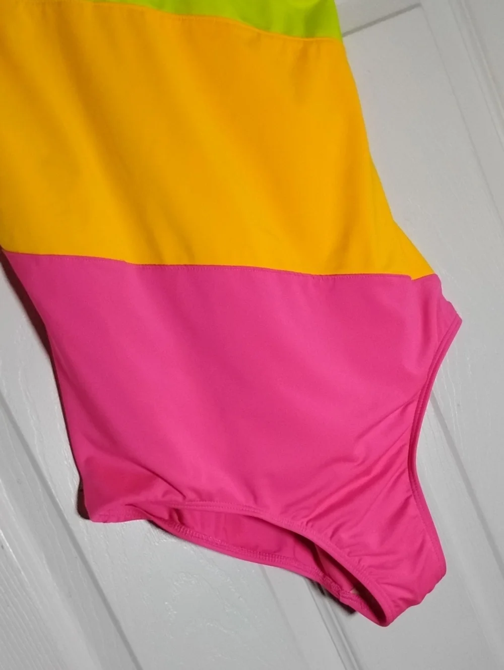 Lands' End Neon Color Blocked One Piece Girl's Swimsuit 14+